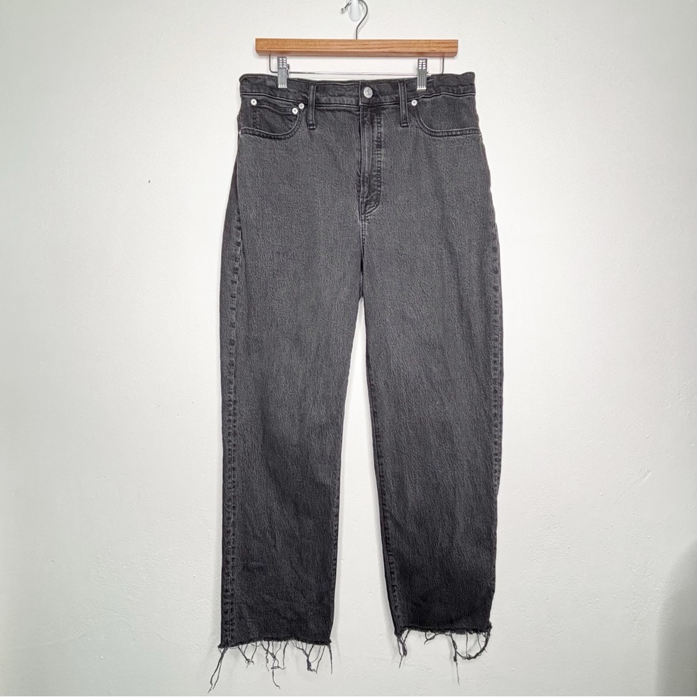 Madewell The Perfect Vintage Straight Raw Edge Jeans Dark Gray Size 30